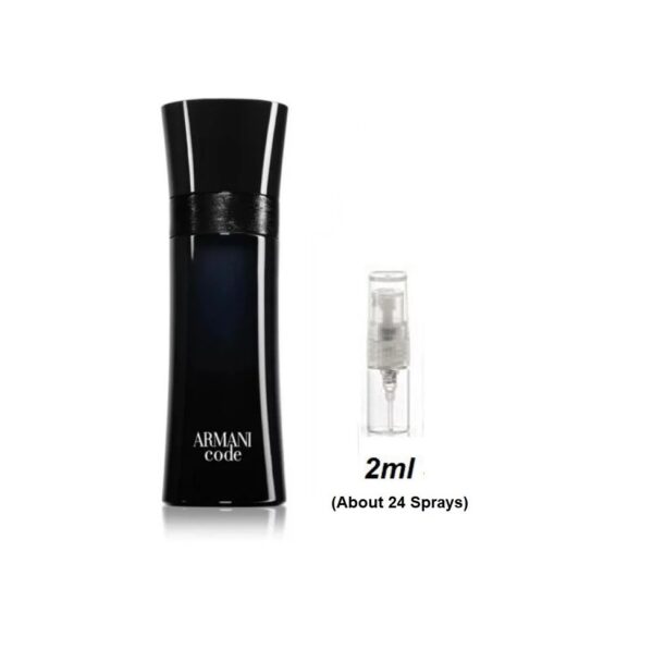 Armani Code Cologne Samples, Image of Vial Used in Men's Travel Size Armani Code 2ml Sample