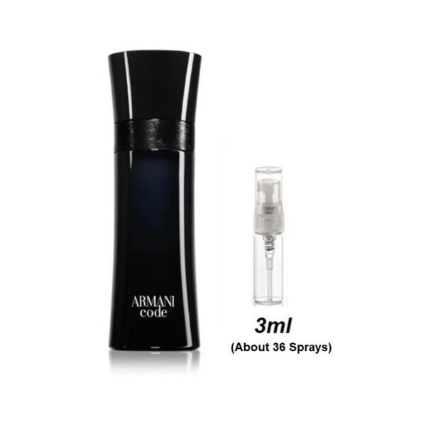 Armani Code Samples, Image of Vial Used in Men's Cologne Travel Size Armani Code 3ml Sample