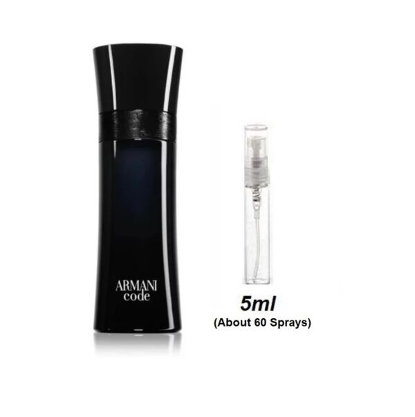 Armani Code Samples, Image of Vial Used in Travel Size Armani Code Cologne 5ml Sample