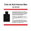 Club De Nuit Intense Man Samples, Text Image Shows Details of Scent Profile