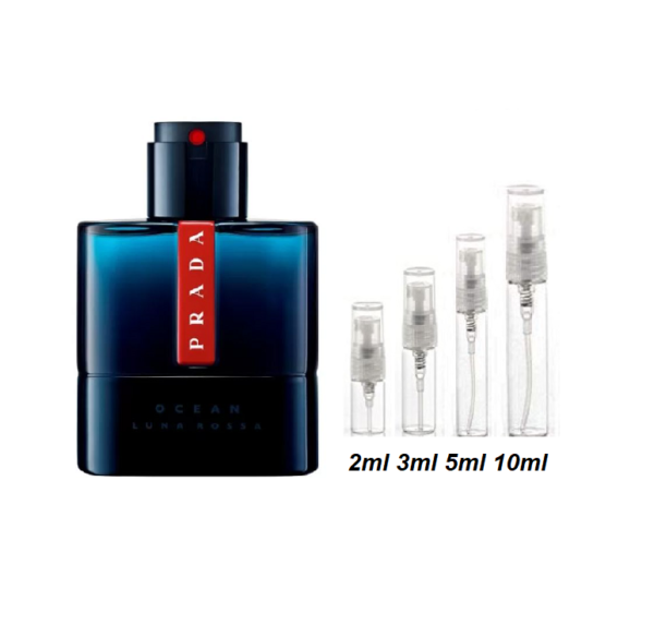 Prada Luna Rossa Ocean Cologne Sample, Image of 2ml, 3ml, 5ml or 10ml Travel Size Luna Rossa Ocean Samples