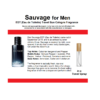 Sauvage Cologne Samples, Text Image of Description and Scent Profile for Sauvage 10ml Sample