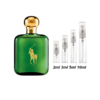 Ralph Lauren Polo Green Cologne Samples, Ad Image of Bottle and Trial Size Travel Size Polo Green Cologne Samples